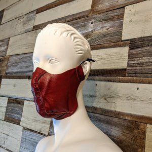 Hand Crafted Accessories - Red Leather Hand Stitched Face Mask NWT Hand Crafted Accessories - Red Leather Hand Stitched Face Mask NWT